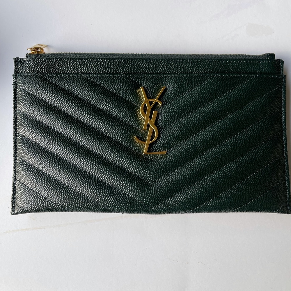 Yves Saint Laurent Monogram Zip Clutch